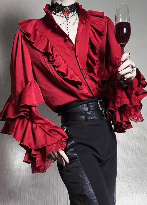 Crimson Vampire Ruffled Aristocrat Blouse