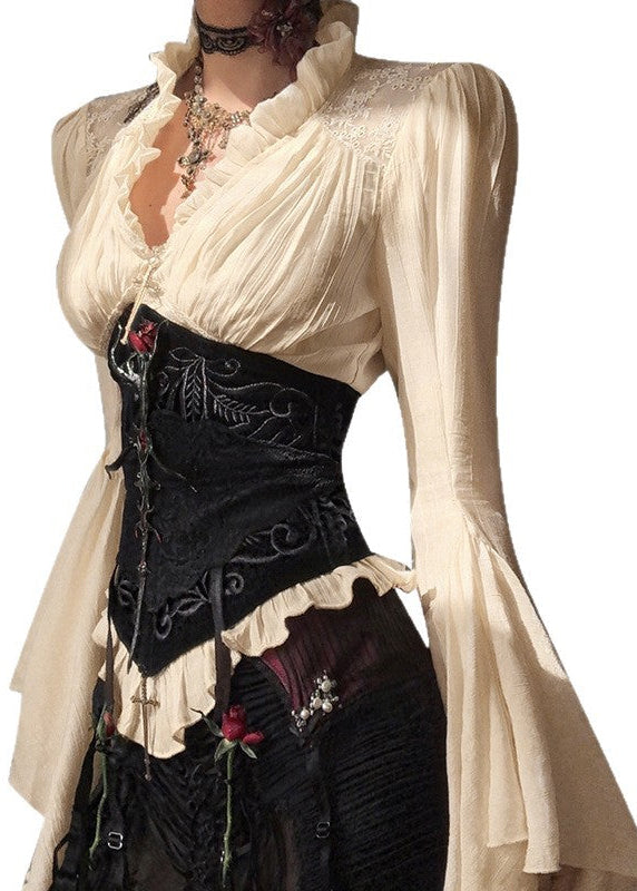 Romantic Gothic Bell-Sleeve Blouse