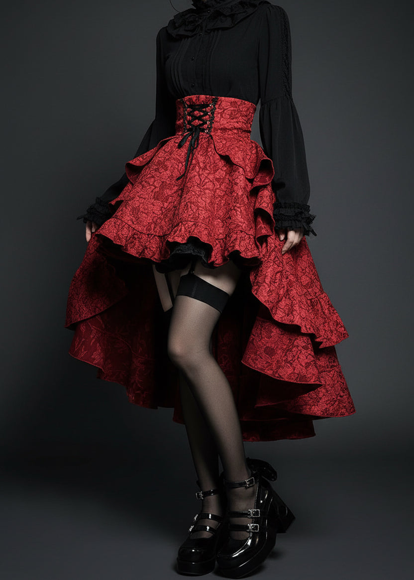 High-Low Gothic Corset Ruffle Skirt