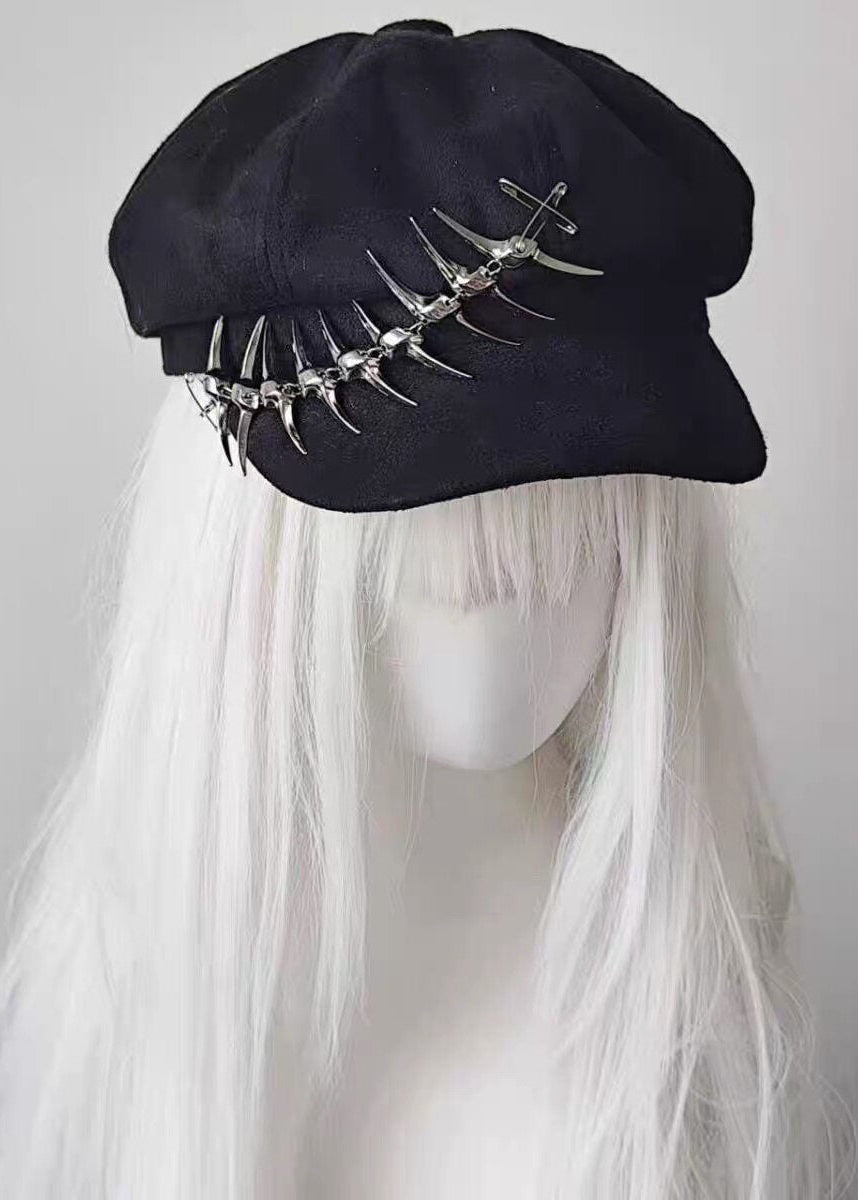 Snake Bone Studded Octagonal Newsboy Cap