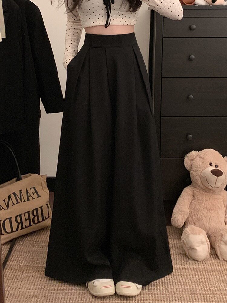 Draped Ultra-Wide Pleated Palazzo Trousers