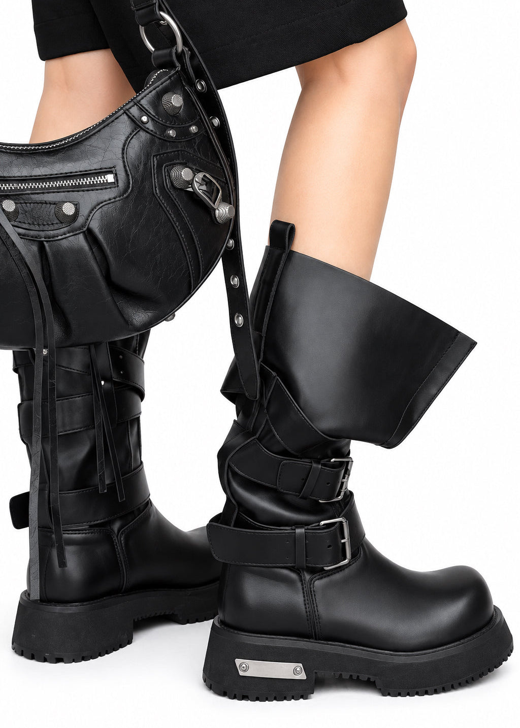 Punk Buckle High-Shaft Platform Boots