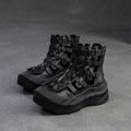 Dystopian Handwoven Leather Platform Boots