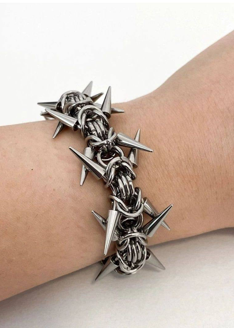 Cyberpunk Barbed Chainmail Spike Bracelet