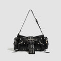 Obsidian Grunge Oil-Wax Dumpling Shoulder Bag