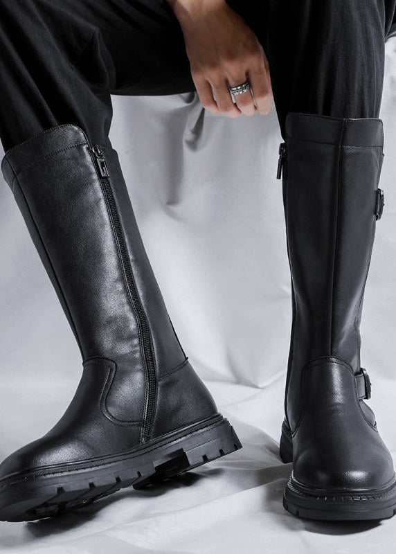 Cyberpunk Buckled High-Top Knee Boots