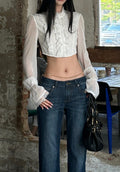 Ethereal Flare Chiffon Crop Blouse