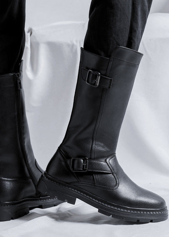 Cyberpunk Buckled High-Top Knee Boots