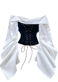 Cyber-Corset Ruched Off-Shoulder Top
