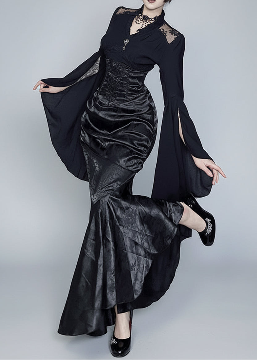 Romantic Gothic Bell-Sleeve Blouse