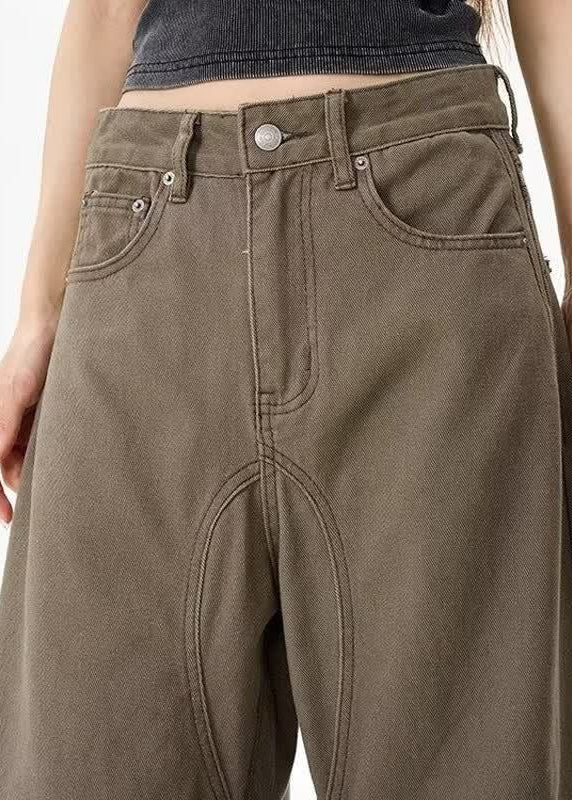 Vintage Loose Wide-Leg Brown Jeans