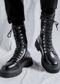 British High-Top Leather Combat Boots