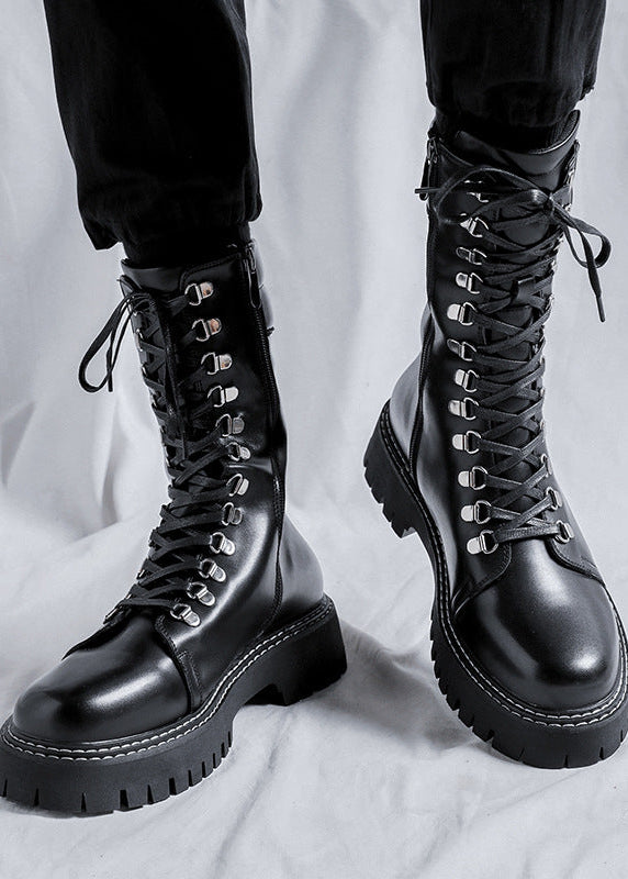British High-Top Leather Combat Boots