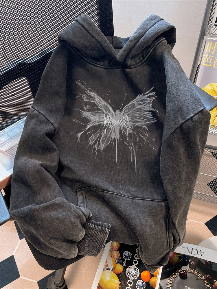 Phantom Butterfly Washed Oversized Hoodie