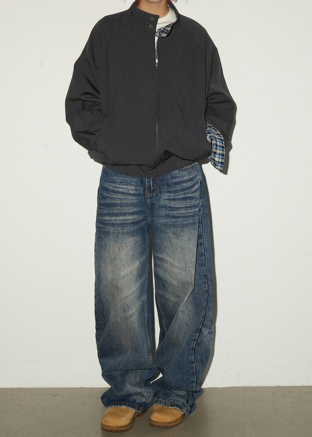 Vintage Distressed Cat-Whisker Straight-Leg Jeans