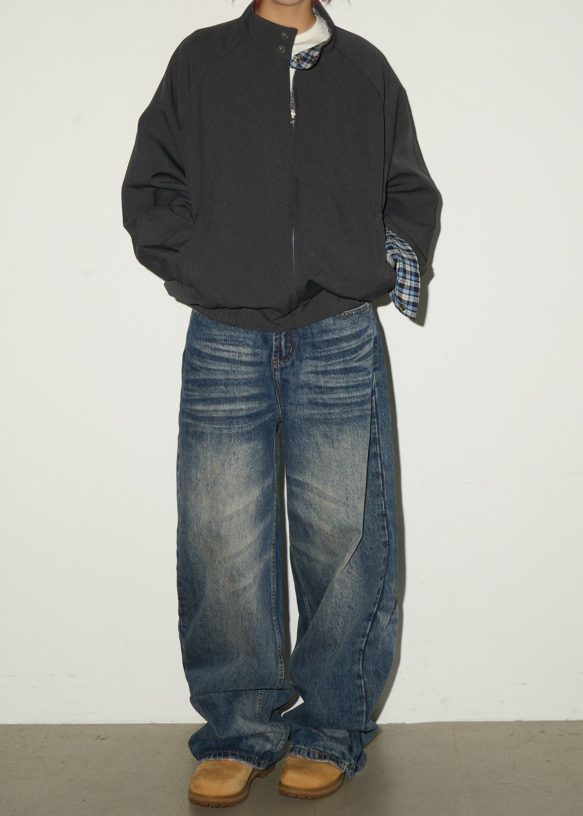 Vintage Distressed Cat-Whisker Straight-Leg Jeans