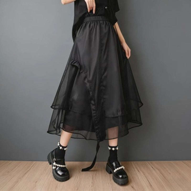 Yamamoto Aesthetic Embroidered Midi Skirt