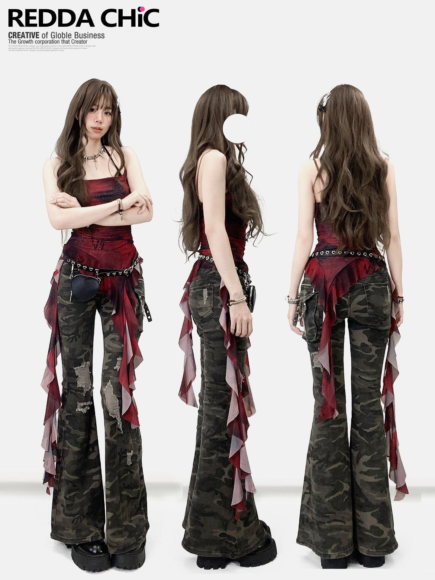 Crimson Grunge Distressed Camisole Top