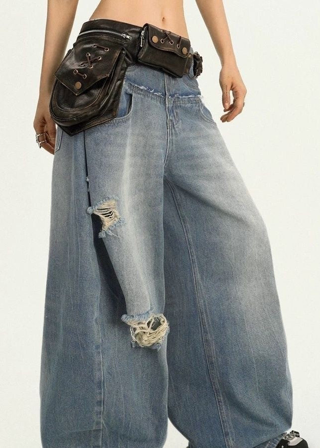Punk Leather Utility Waist Bag