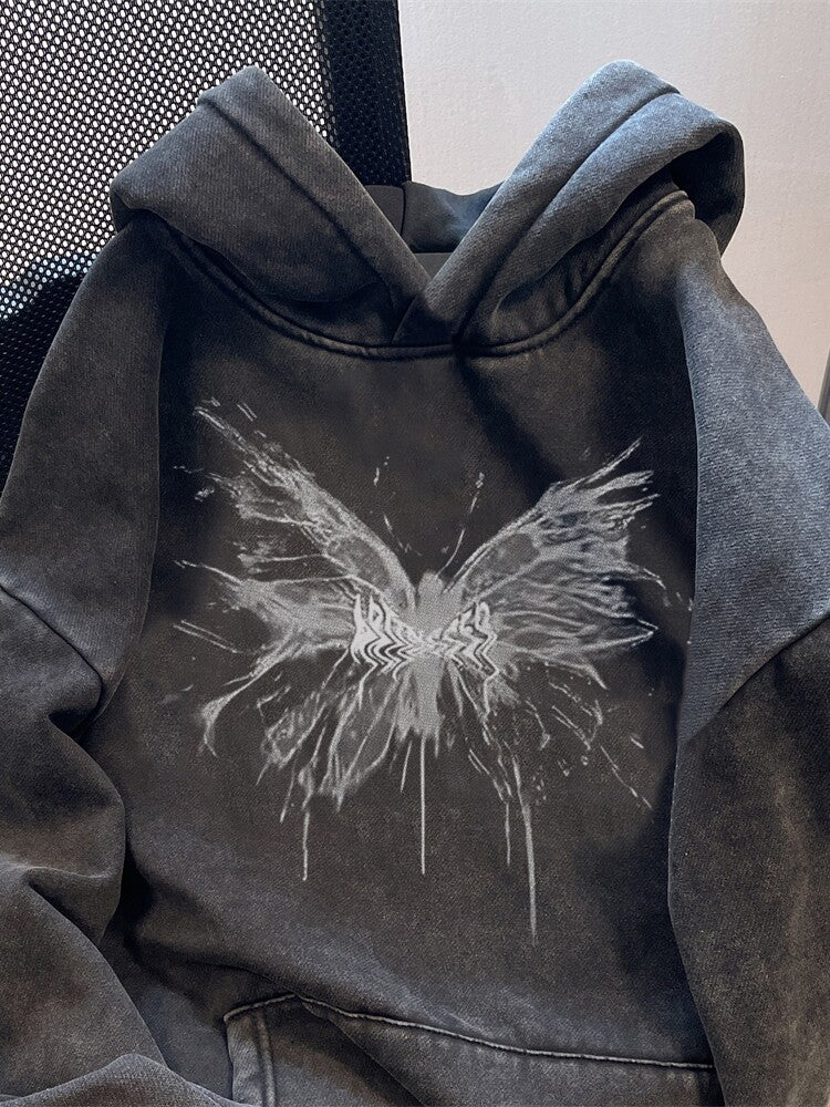 Phantom Butterfly Washed Oversized Hoodie