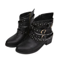 Punk Rivet Pointed Mid-Calf Boots