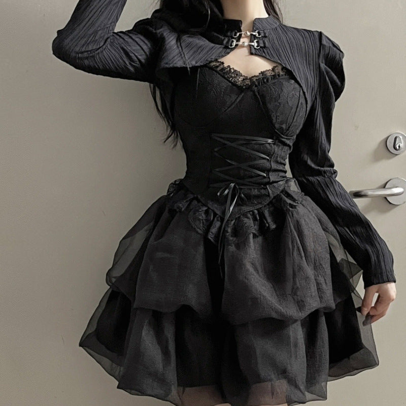 Whimsigoth Balletcore Mesh Tutu Layered Set