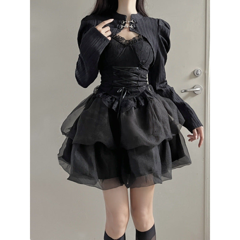Whimsigoth Balletcore Mesh Tutu Layered Set