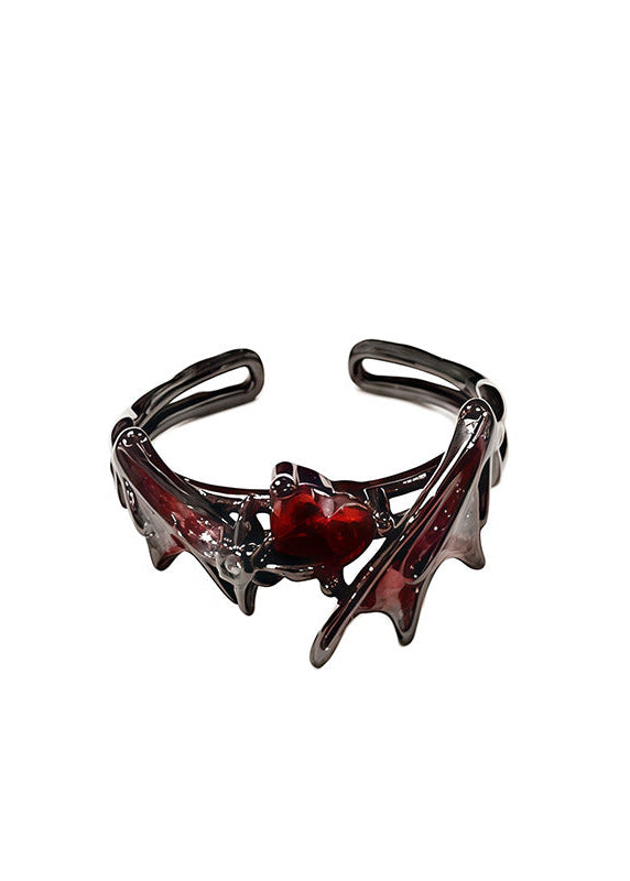 Gothic Winged Heart & Devil's Eye Adjustable Ring