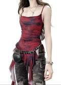 Crimson Grunge Distressed Camisole Top