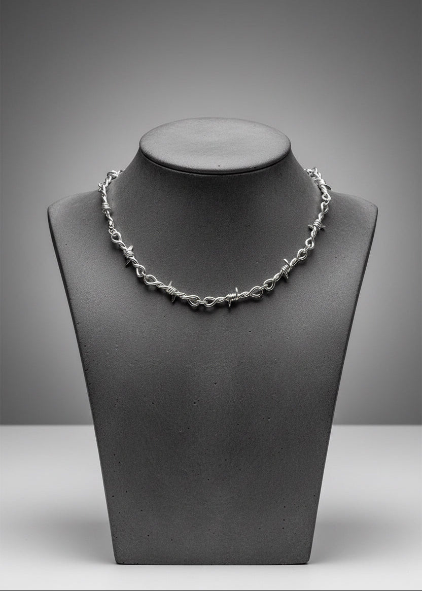 Barbed Wire Chain Necklace & Bracelet Set
