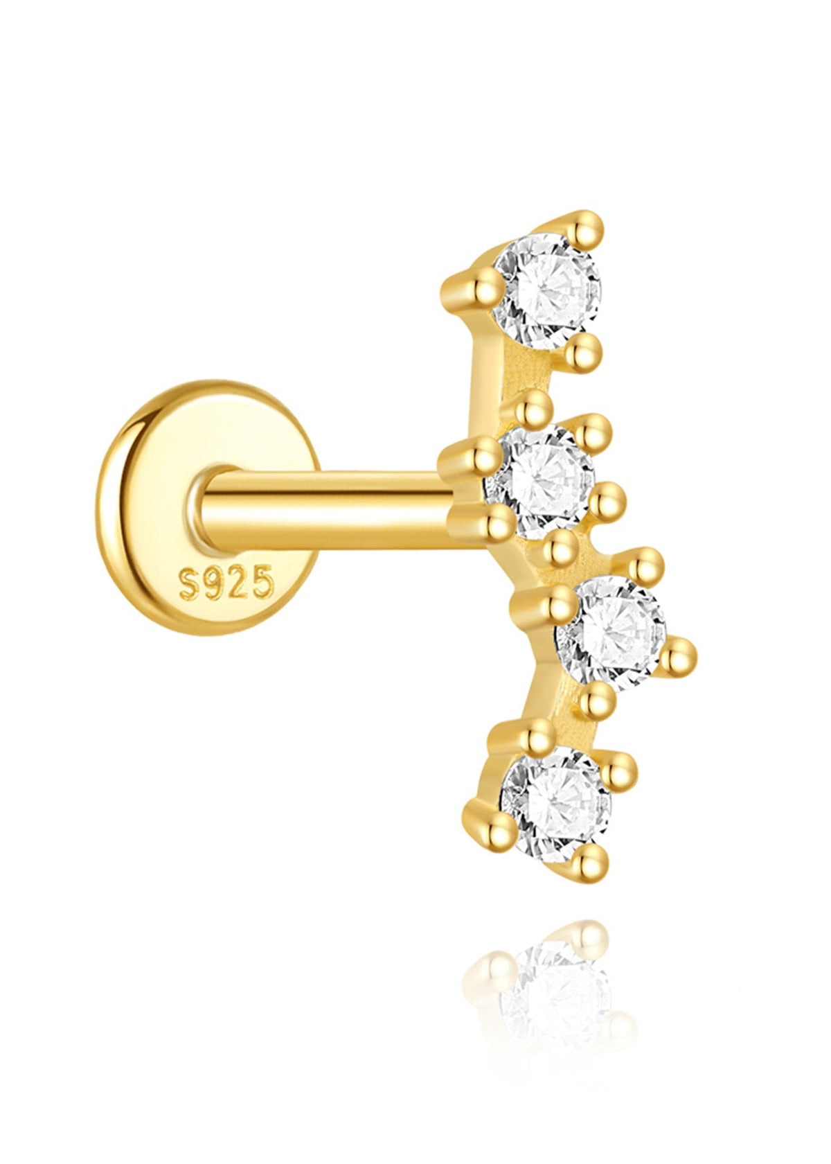 S925 Sterling Silver Lotus Zircon Piercing Stud