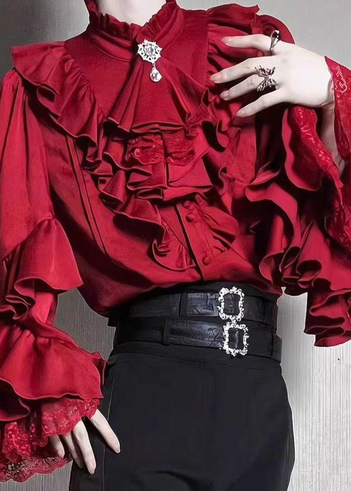 Crimson Vampire Ruffled Aristocrat Blouse
