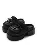 Chunky Platform Lace-Up Clog Mules