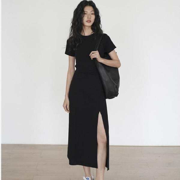Gothic Split Front Mid-Length Dress
