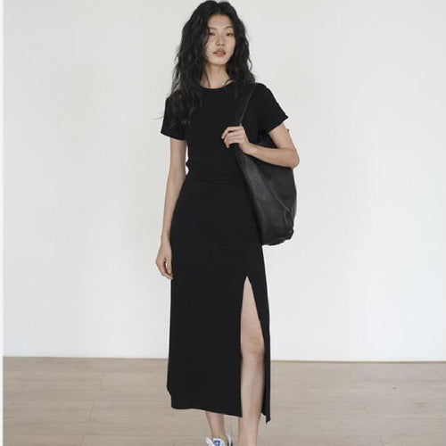 Gothic Split Front Mid-Length Dress
