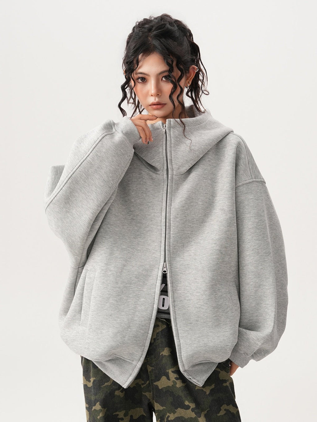 Obsidian Cleanfit Heavyweight Cardigan Hoodie