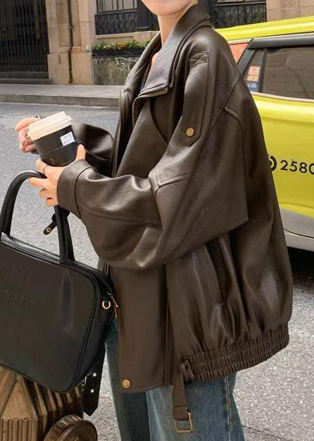 Retro Belted Aviator PU Leather Bomber