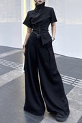"Doomsday Edge" Cyberpunk Wide-Leg Two-Piece Set
