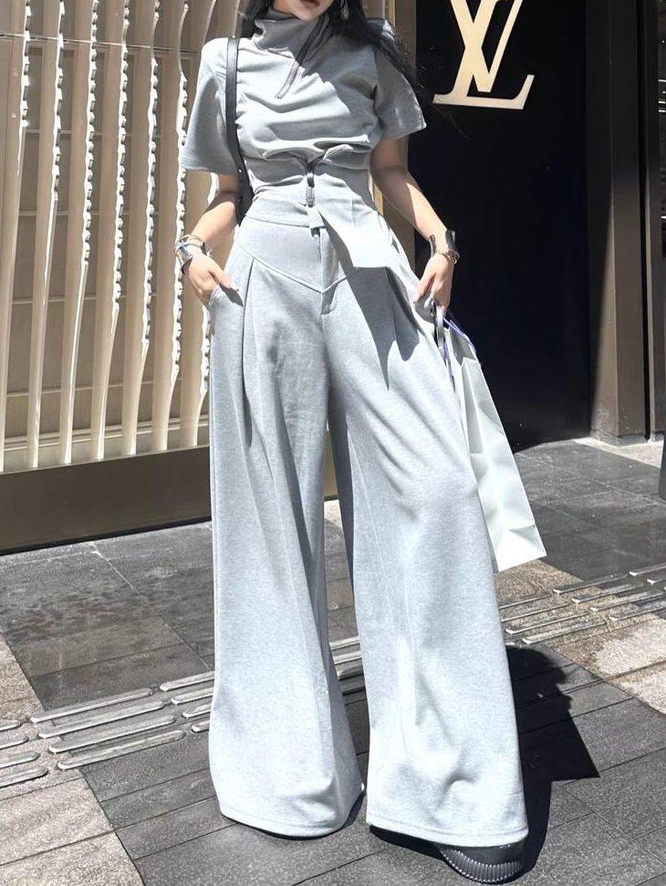 "Doomsday Edge" Cyberpunk Wide-Leg Two-Piece Set